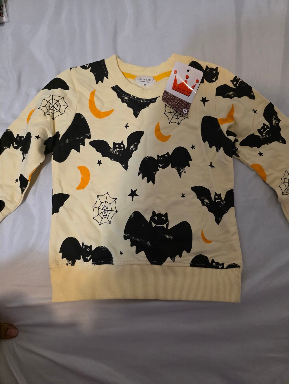 Kids Bat Print Sweatshirt - Yellow Cream -